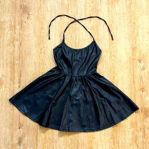 Black faux leather dress